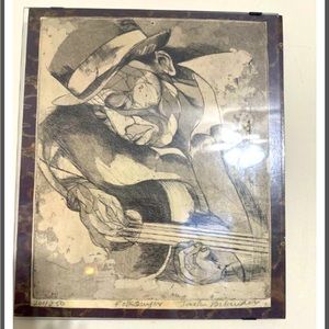 Pencil Sketch  . Piece is Folk Singer Number 201 of 250 .